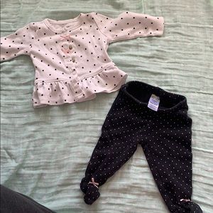 Black &white polka dot outfit